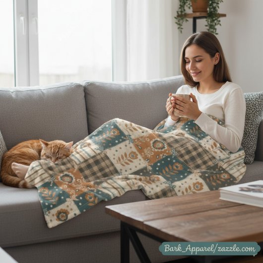 Cosy Fall Patchwork | Rustikales, florales und Kar Fleecedecke