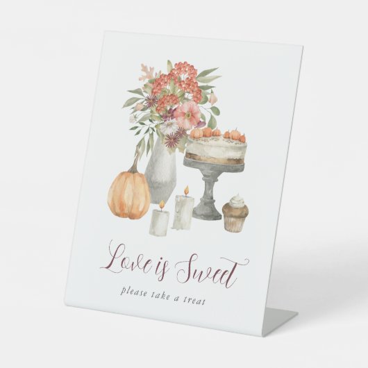 Cosy Fall Pumpkin "Liebe is Sweet" Dessert Bar Sockelschild (Vorderseite)