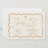 Cosy Fall Retro Sketch Babydusche Einladung (Vorderseite)