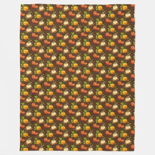 Cosy Fall Season Pumpkin Pattern auf Brown Fleecedecke (Vorderseite)