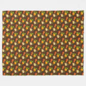 Cosy Fall Season Pumpkin Pattern auf Brown Fleecedecke (Vorderseite (Horizontal))