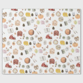 Cosy Fall Sweaters Barn Pumpkin Herbst Geschenkpapier (Flach)