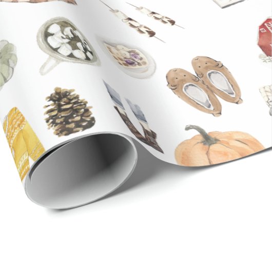 Cosy Fall Sweaters Barn Pumpkin Herbst Geschenkpapier (Rolleneckpunkt)