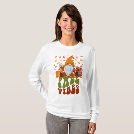 Cosy Fall Vibes Saisonales Gnome Graphic Shirt (Vorne ganz)