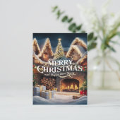Cosy Fireplace Christmas Card Postkarte (Stehend Vorderseite)
