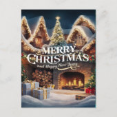 Cosy Fireplace Christmas Card Postkarte (Vorderseite)
