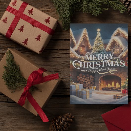 Cosy Fireplace Christmas Card Postkarte