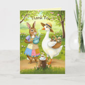 Cosy Friends Tea Time Goose Rabbit Vielen Dank Karte (Vorderseite)