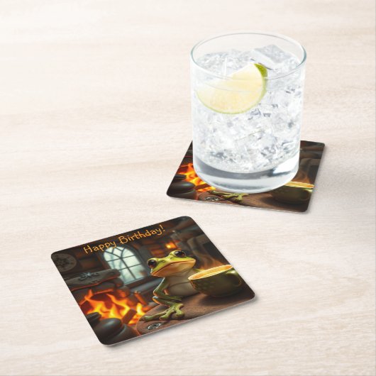 Cosy Frog Rechteckiger Pappuntersetzer (Vor Ort)