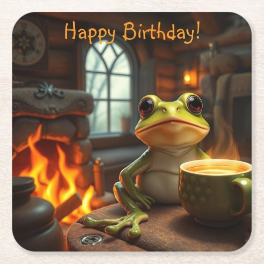 Cosy Frog Rechteckiger Pappuntersetzer (Vorderseite)