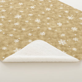 Cosy Gold Glitzer Stars Snowflakes Sherpa Blanka Sherpadecke