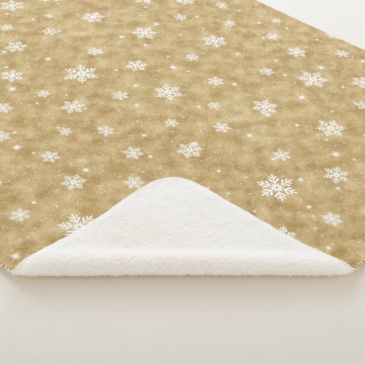 Cosy Gold Glitzer Stars Snowflakes Sherpa Blanka Sherpadecke (3/4)