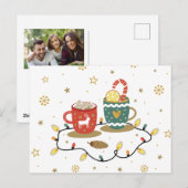Cosy Gold Weihnachtskaffee Cococoa Feiertagspostkarte (Vorne/Hinten)