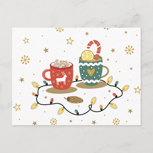 Cosy Gold Weihnachtskaffee Cococoa Feiertagspostkarte (Vorderseite)
