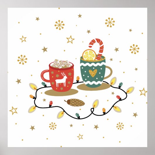 Cosy Gold Weihnachtskaffee Cococoa Poster (Vorne)