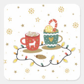 Cosy Gold Weihnachtskaffee Cococoa Quadratischer Aufkleber (Vorderseite)