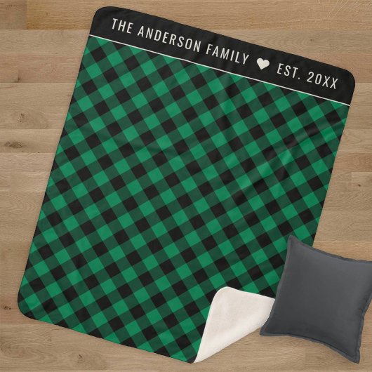 Cosy Green and Black Buffalo Kariert Family Monogr Sherpadecke