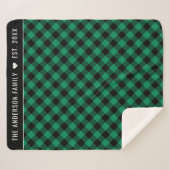 Cosy Green and Black Buffalo Kariert Family Monogr Sherpadecke (Vorderseite (Horizontal))