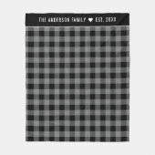 Cosy Grey and Black Buffalo Kariert Family Monogra Fleecedecke (Vorderseite)