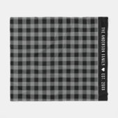 Cosy Grey and Black Buffalo Kariert Family Monogra Fleecedecke (Vorderseite (Horizontal))