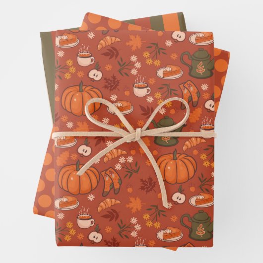 Cosy Herbst Herbst Wrapping Paper Set 3 Geschenkpapier Set (Beispiel)