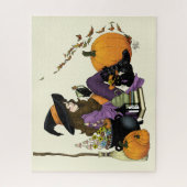 Cosy Hexe Vibes Halloween Pumpkins Lila Puzzle (Vertikal)