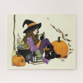 Cosy Hexe Vibes Halloween Pumpkins Lila Puzzle (Horizontal)