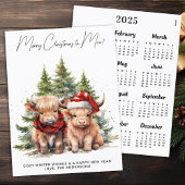 Cosy Highland Cow 2025 Kalender Weihnachtskarte Postkarte