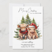 Cosy Highland Cow neue Adresse Frohe Weihnachten (Vorderseite)