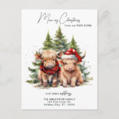 Cosy Highland Cow neue Adresse Frohe Weihnachten Postkarte (Vorderseite)