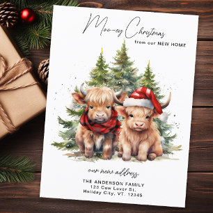 Cosy Highland Cow neue Adresse Frohe Weihnachten Postkarte