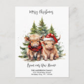 Cosy Highland Cow New Address Christmas Moving Postkarte (Vorderseite)