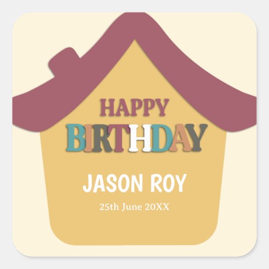 Cosy House Kindergeburtstag Party Quadratischer Aufkleber (Vorderseite)