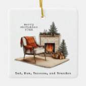 Cosy Hygge Weihnachtsschrift Keramikornament (Vorderseite)