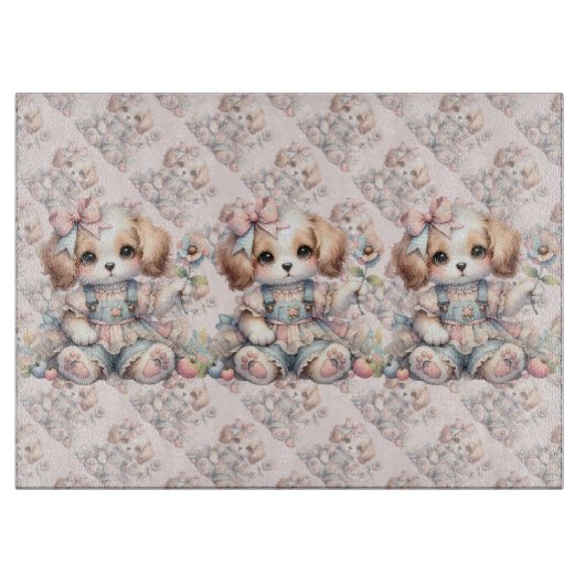 Cosy Kawaii Cotattcore Farmcore Farmcore Puppy Sty Schneidebrett (Vorderseite)