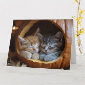 Cosy Kittens Snugggle in a Pumpkin Karte (Gelbe Blume)