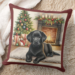 Cosy Labrador Puppy Black Lab Weihnachten Kissen