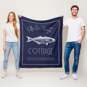 Cosy Lake House Dark Blue Fleecedecke