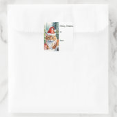 Cosy Maine Coon Weihnachtsgeschenk Tag Quadratischer Aufkleber (Tasche)