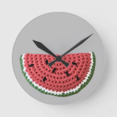 Cosy Minimal Oma Vibe Crochet Watermelon Runde Wanduhr (Vorderseite)