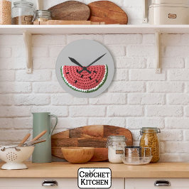 Cosy Minimal Oma Vibe Crochet Watermelon Runde Wanduhr