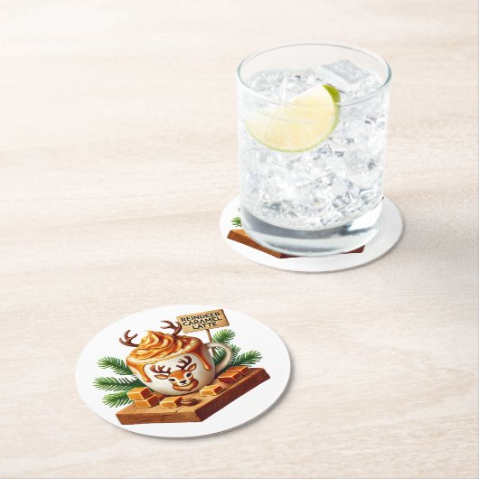 Cosy Morning Coffee Art Sublimation Runder Pappuntersetzer (Vor Ort)