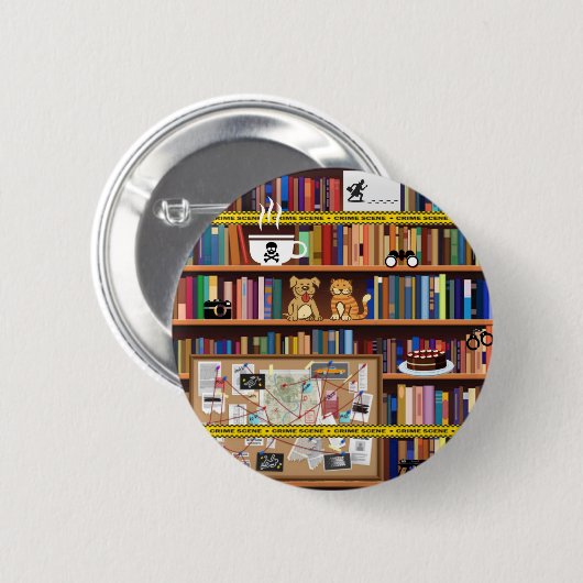 Cosy Mystery Bookshelf Button (Vorne & Hinten)