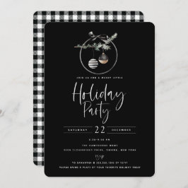 Cosy Nature Wreath Black Holiday Party Einladung