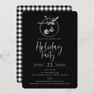 Cosy Nature Wreath Black Holiday Party Einladung