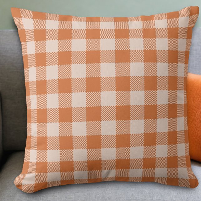Cosy Orange Gingham Herbst Herbst Kissen (Von Creator hochgeladen)