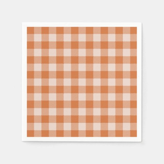 Cosy Orange Gingham Herbst Herbst Serviette (Vorderseite)