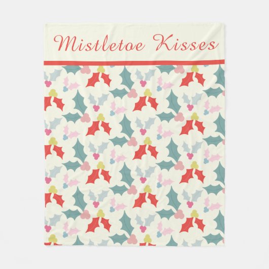 Cosy Pastel Mistletoe Pattern Fleecedecke (Vorderseite)