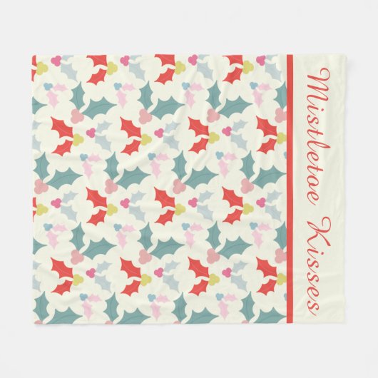Cosy Pastel Mistletoe Pattern Fleecedecke (Vorderseite (Horizontal))