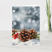 Cosy Pinecone und Snow Frohe Weihnachten Karte (Vorderseite)